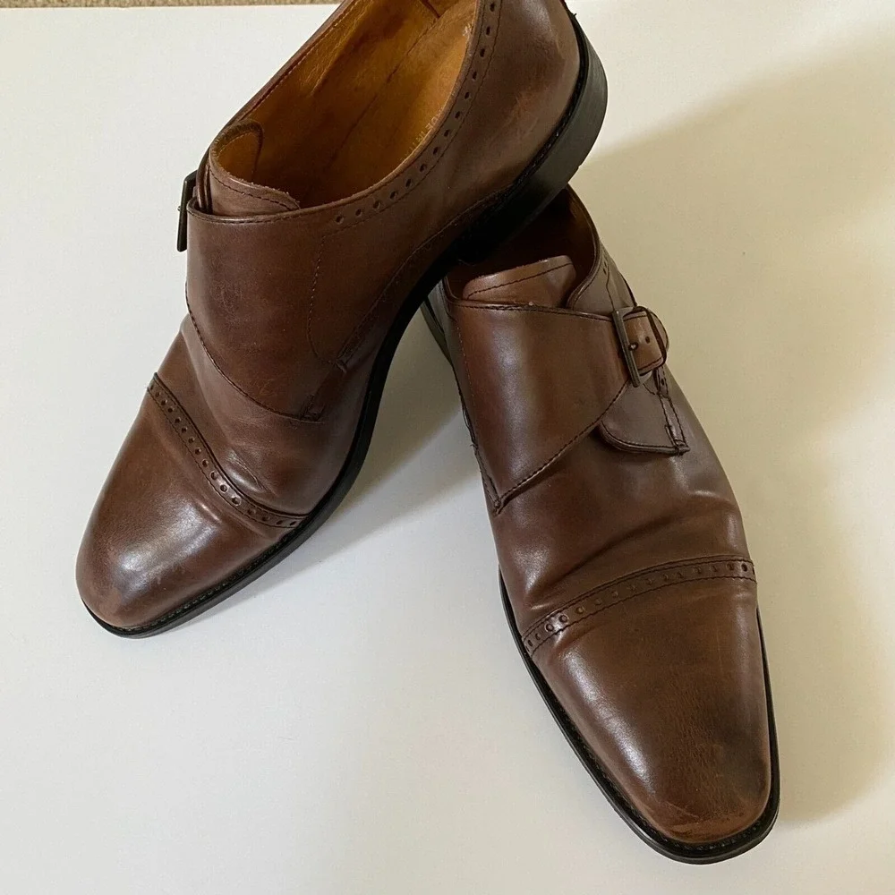 Sir Edward Oxford‎ Shoes Sz 10.5 Brown Leather Monk Strap Made in Italy